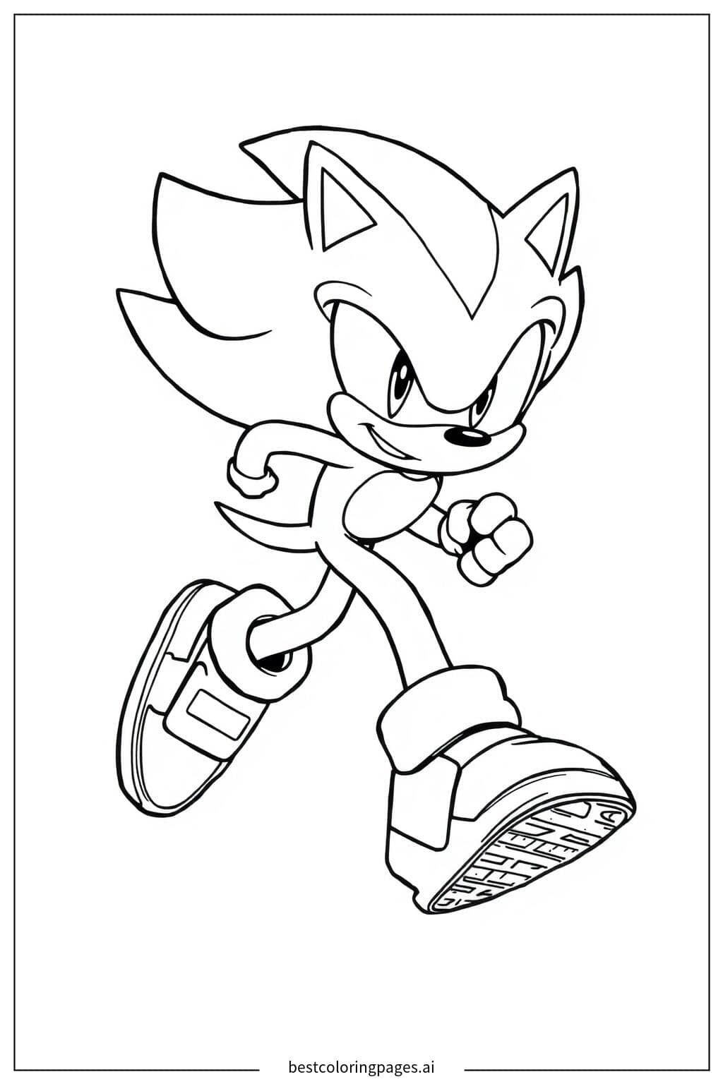 Shadow the Hedgehog Running on a Track Coloring Page