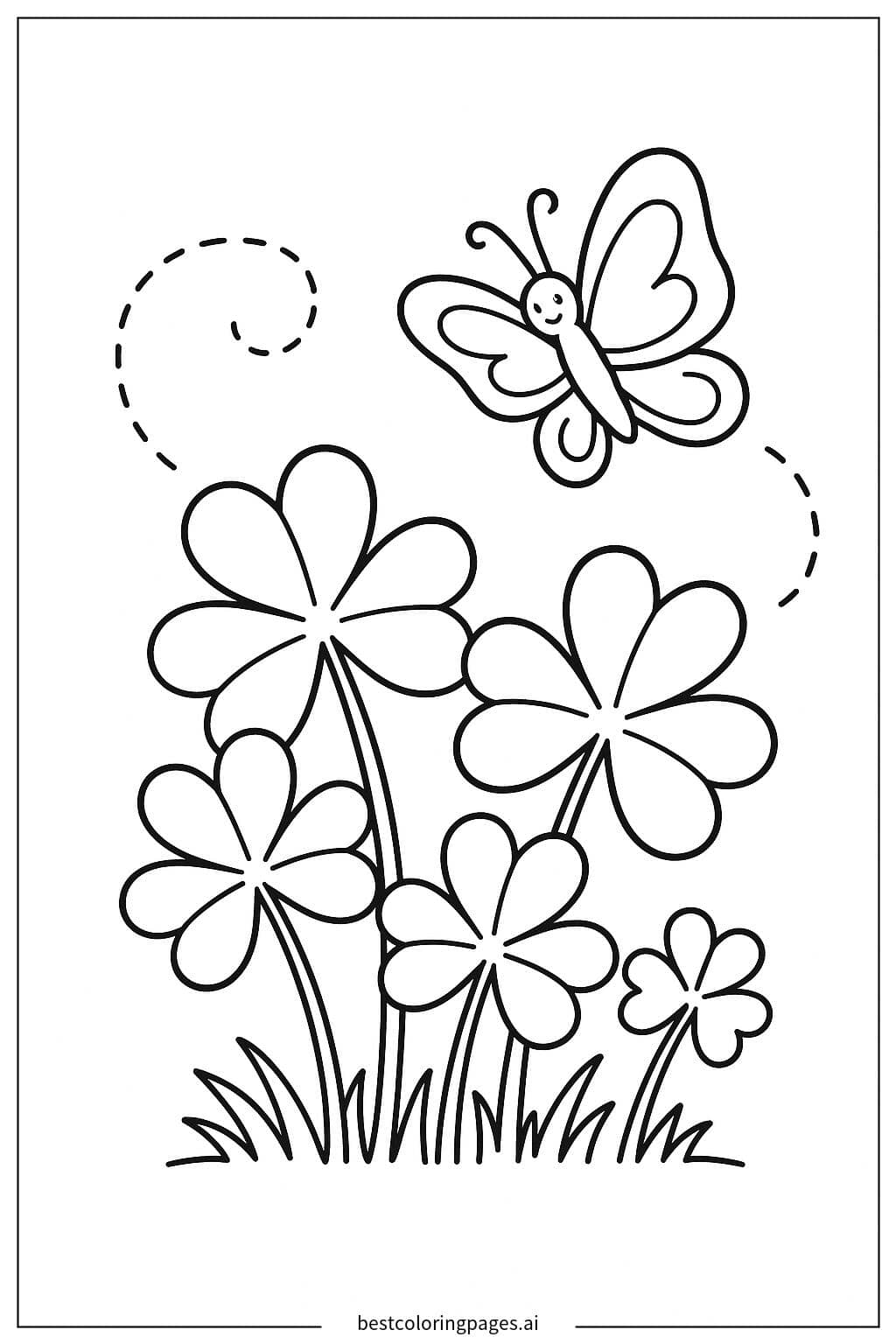 Dibujos de Trébol y Mariposa para Colorear