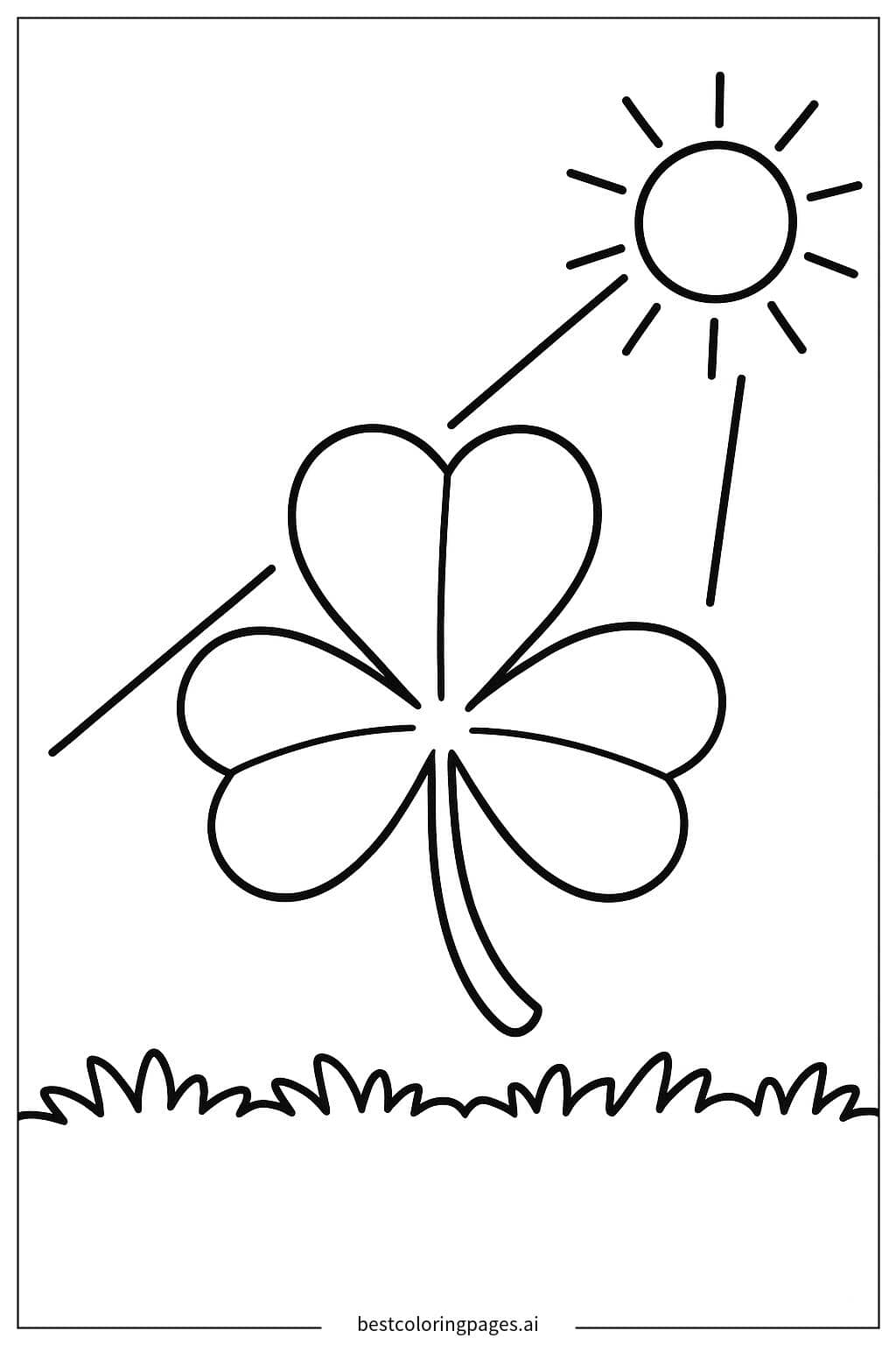 Dibujos de Trébol con un Rayo de Sol para Colorear