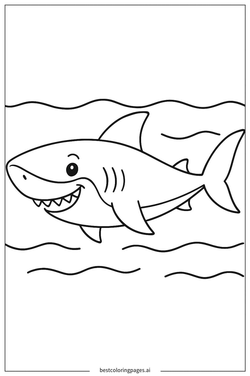 サメの水泳 のぬりえ