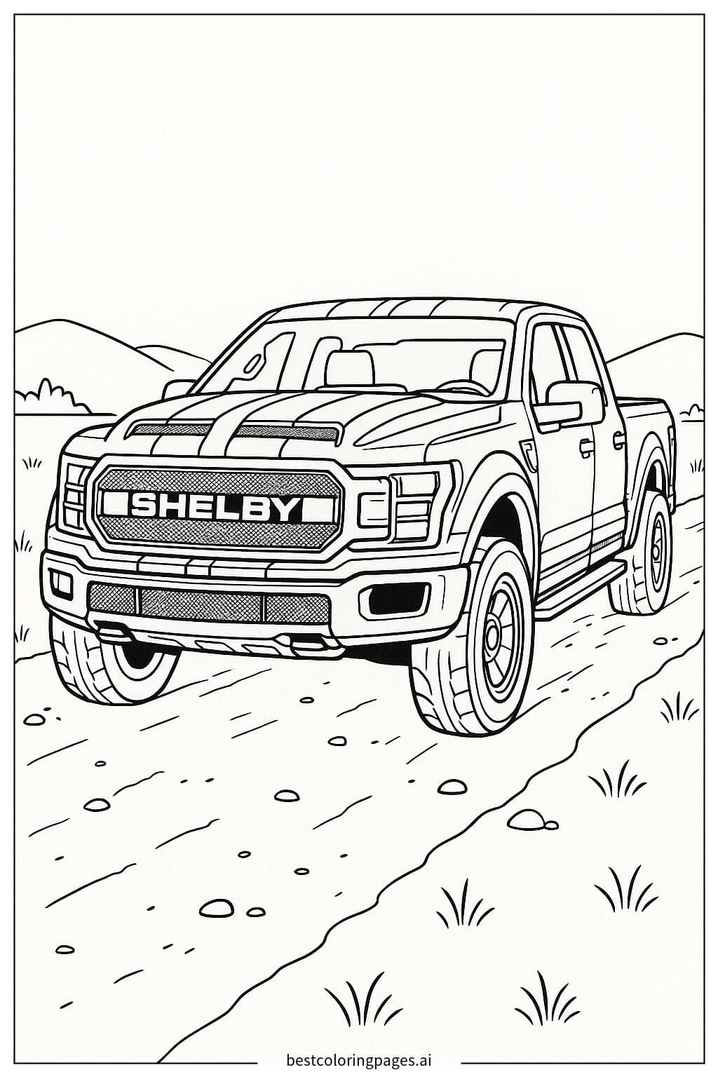 Shelby Truck on a Dirt Road Coloring Page