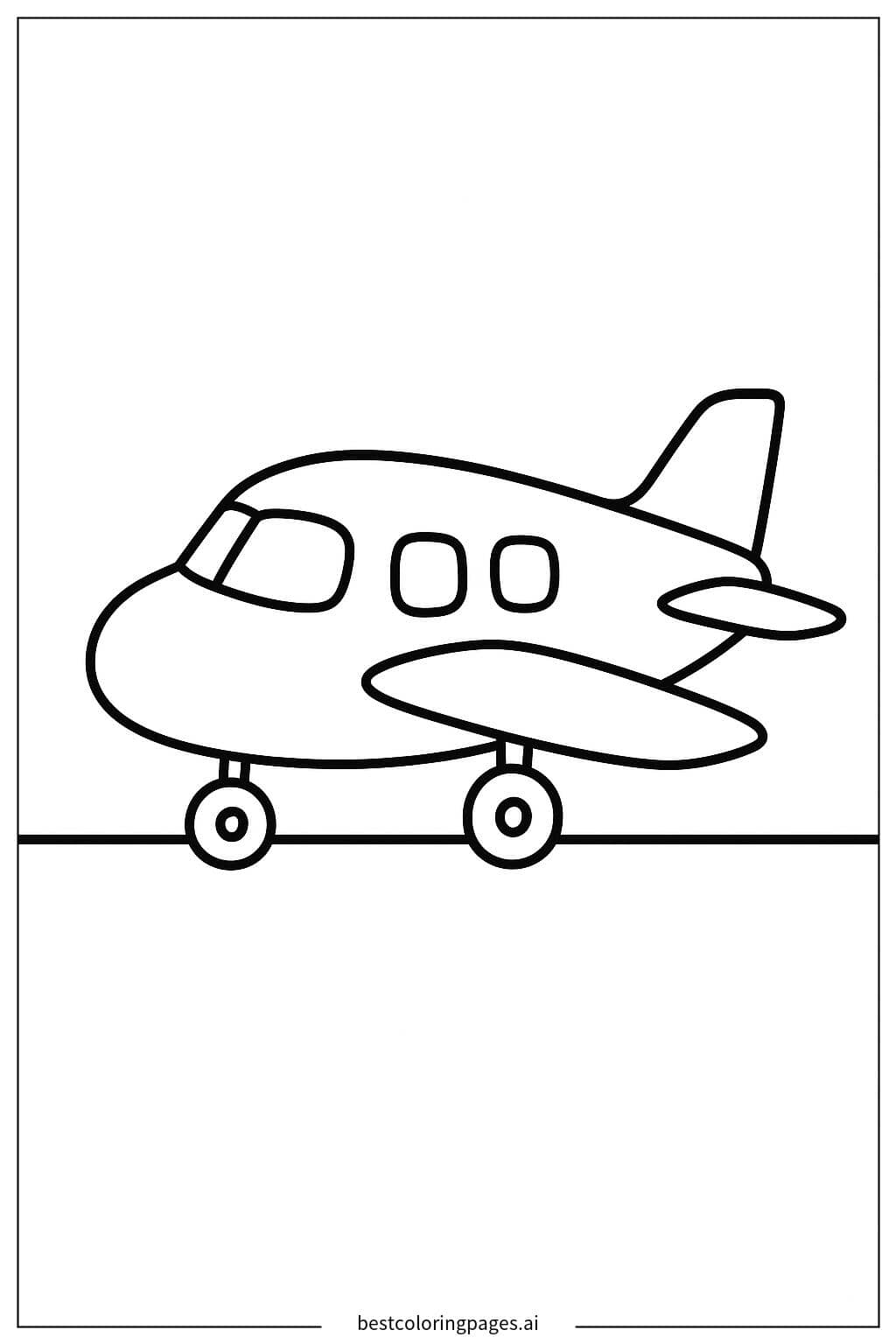 Desenhos de Avião Simples na Pista para Colorir