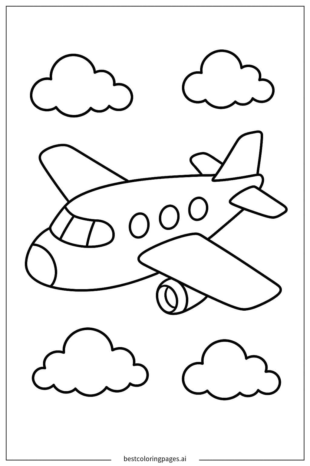 Desenhos de Contorno Simples de Avião para Colorir