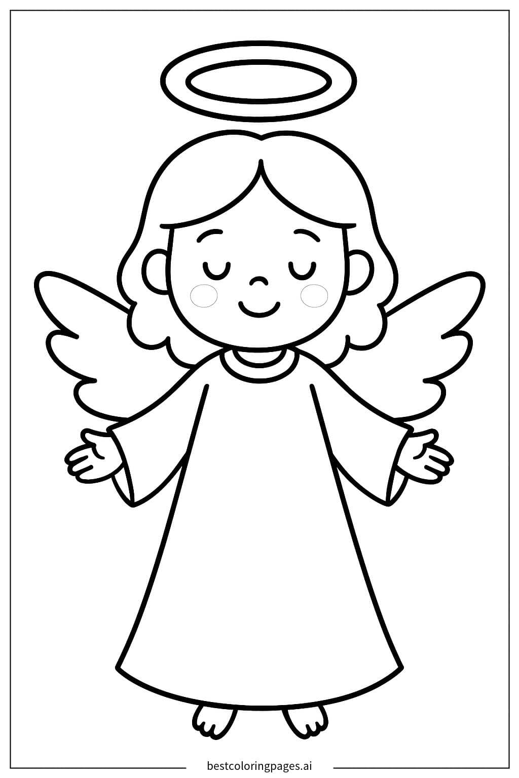 Desenhos de Anjo Simples com Auréola para Colorir
