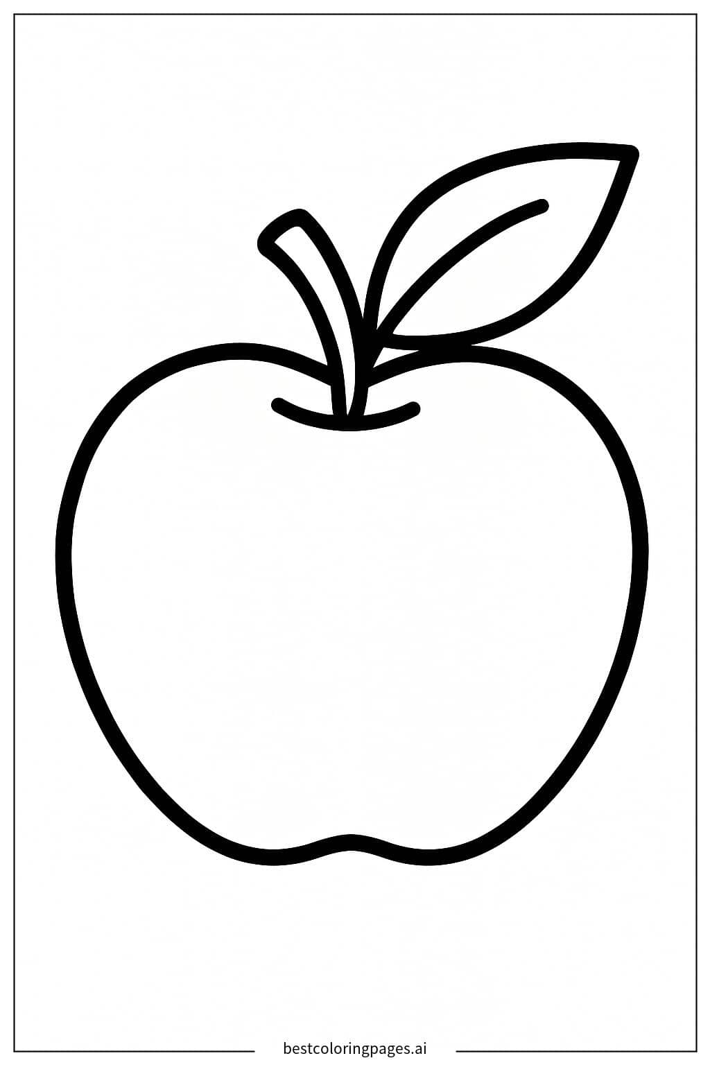 Simple Apple with a Leaf Coloring Page