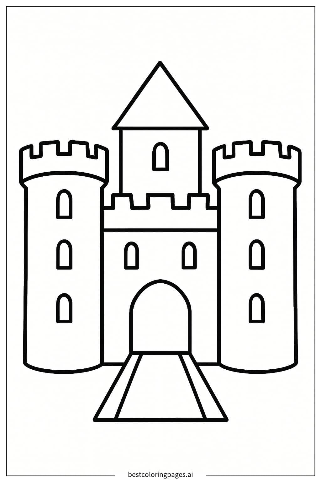 Simple Castle Silhouette Coloring Page