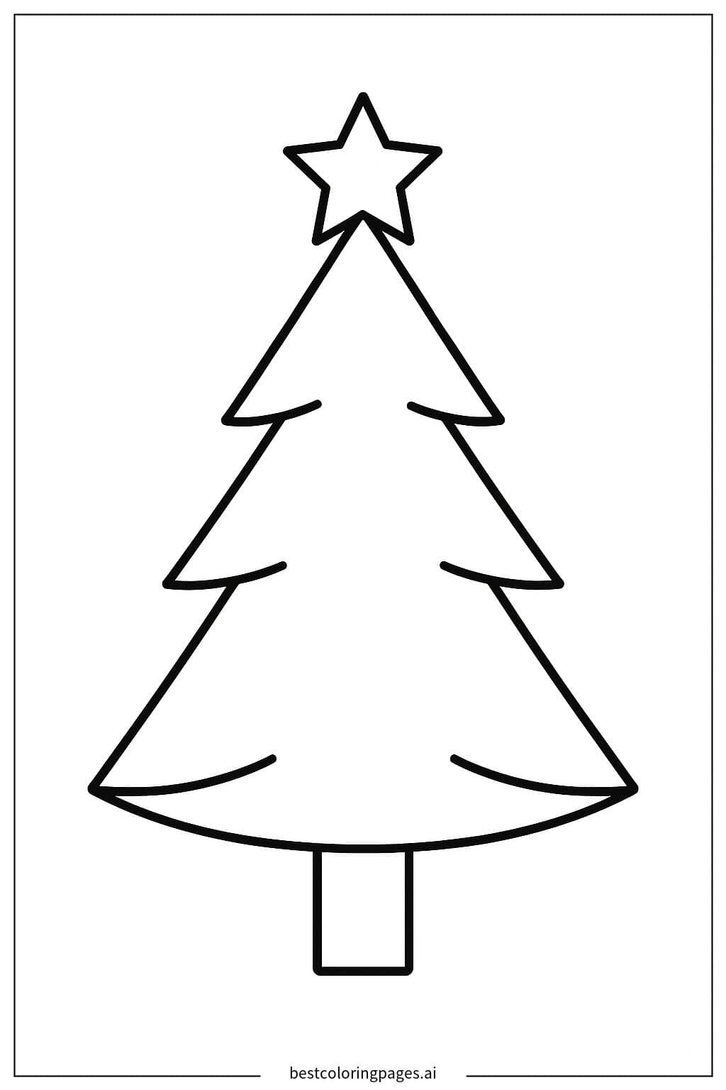 Desenhos de Árvore de Natal Simples com Estrela para Colorir