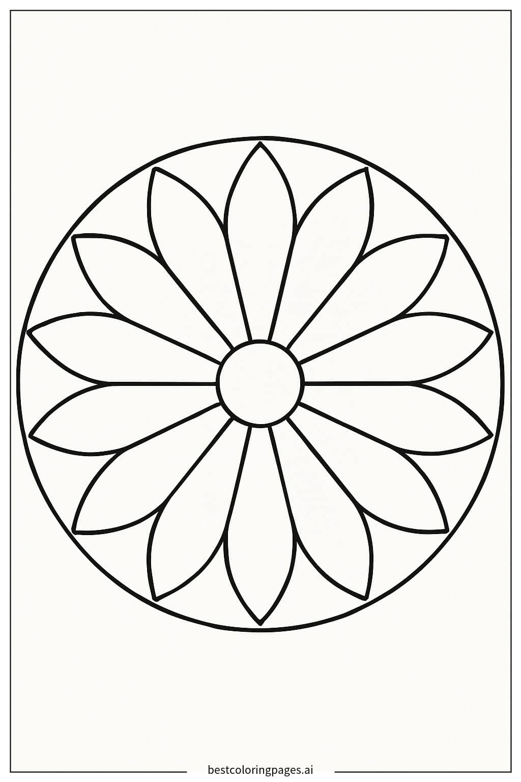 Simple Circular Mandala with Petals Coloring Page