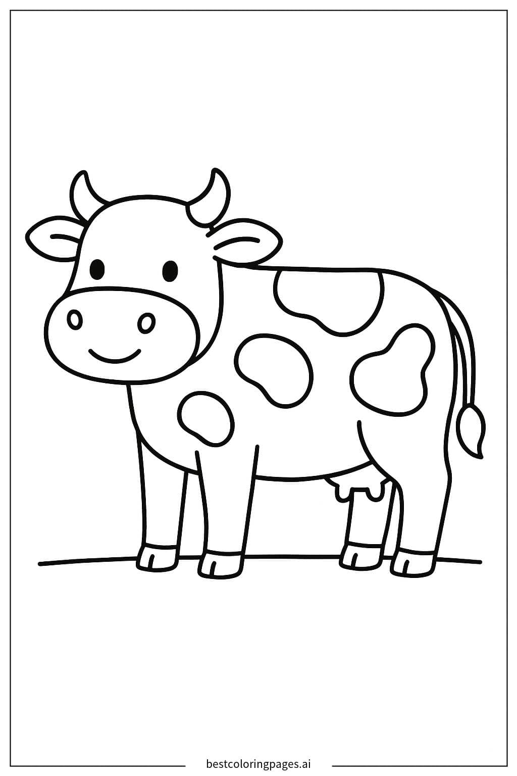 Desenhos de Desenho simples de vaca com manchas para Colorir