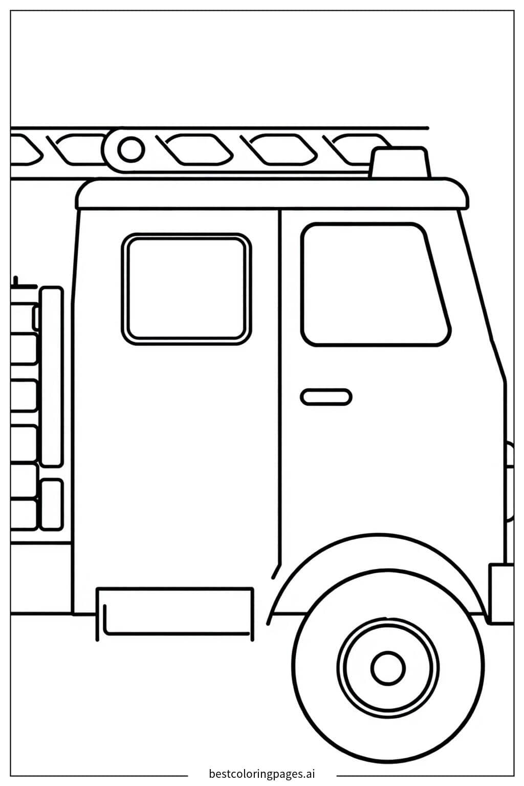 Simple Fire Truck Side View Coloring Page
