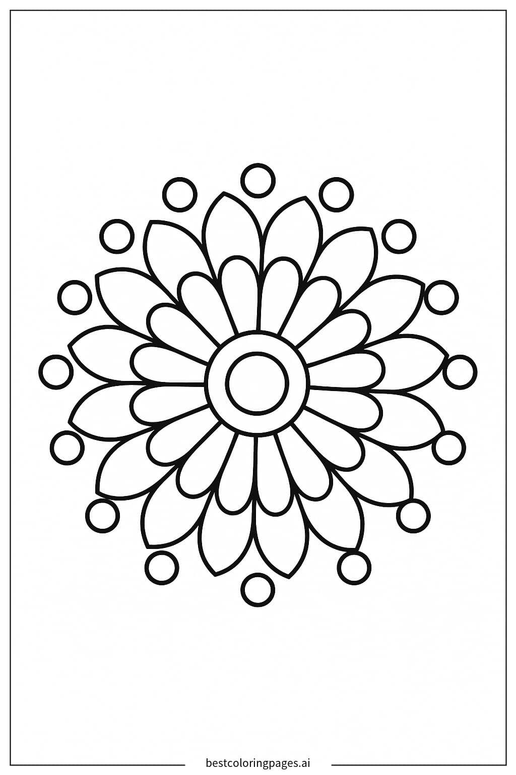 Dibujos de Mandala floral simple para Colorear