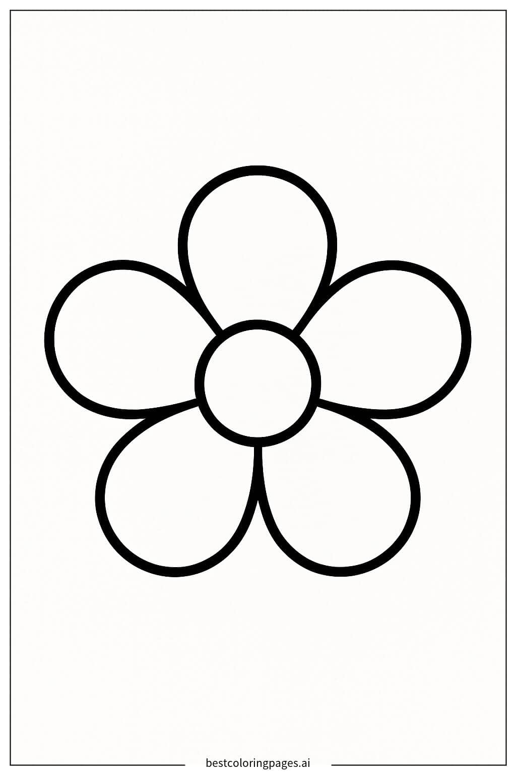 Desenhos de Flor simples com cinco pétalas para Colorir