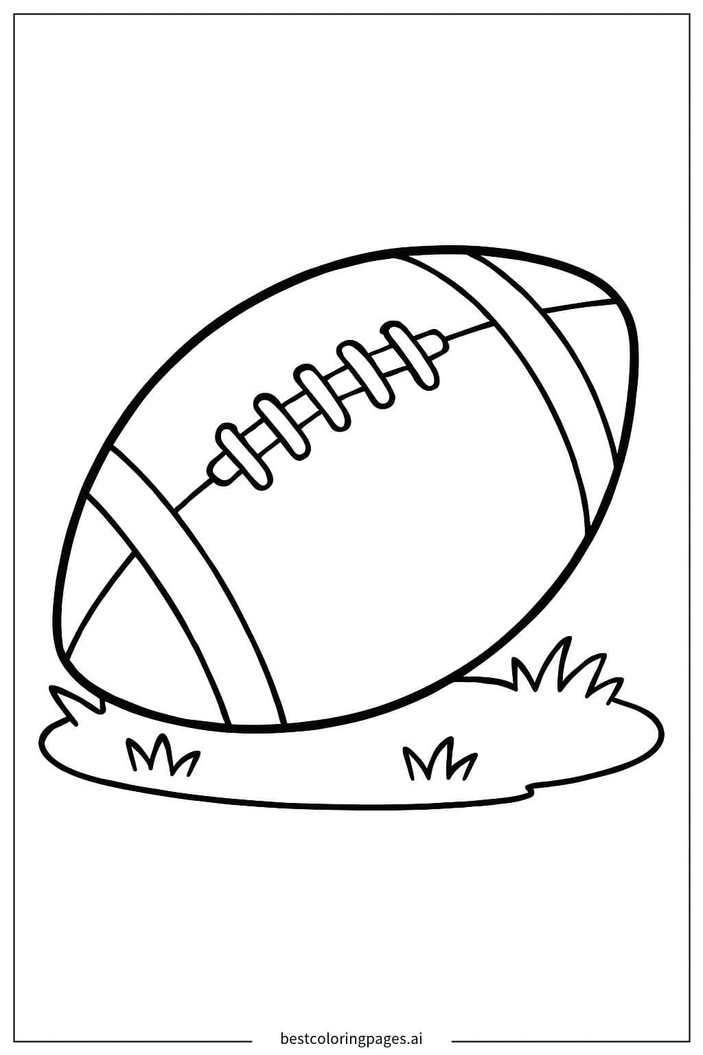 Desenhos de Bola de futebol americano descansando na grama para Colorir