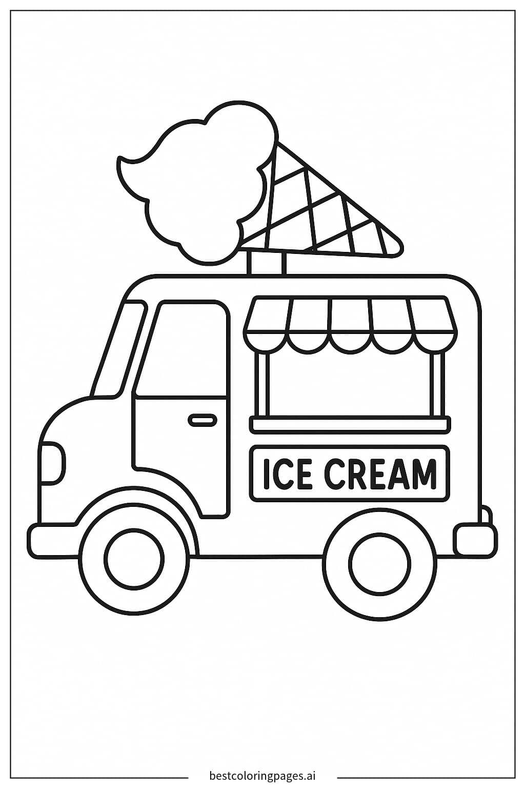 Simple Ice Cream Truck Coloring Page