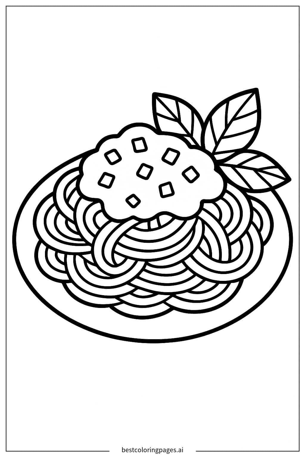 Disegni di Piatto Semplice di Pasta Italiana da Colorare