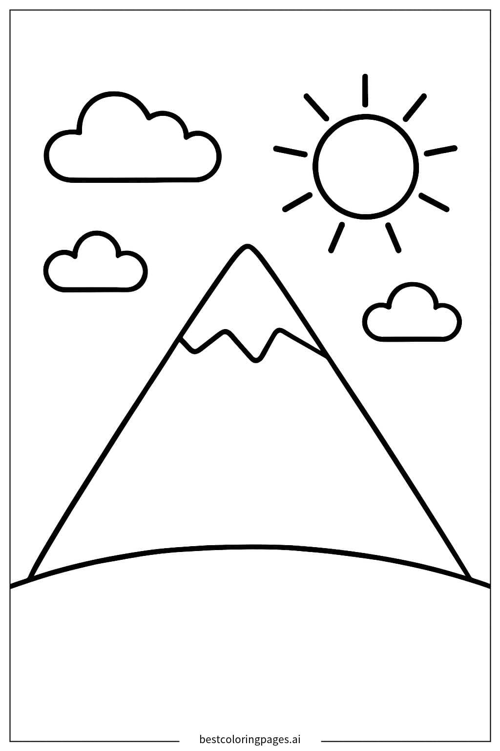 Einfaches Berglandschaftsbild Ausmalbilder