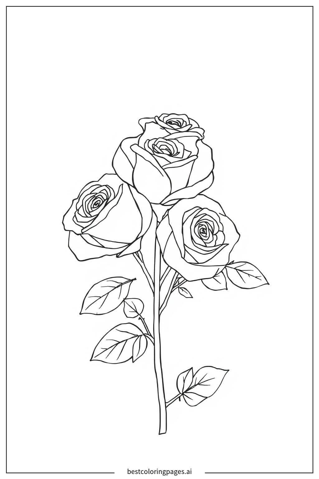 Desenhos de Buquê Simples de Rosas para Colorir