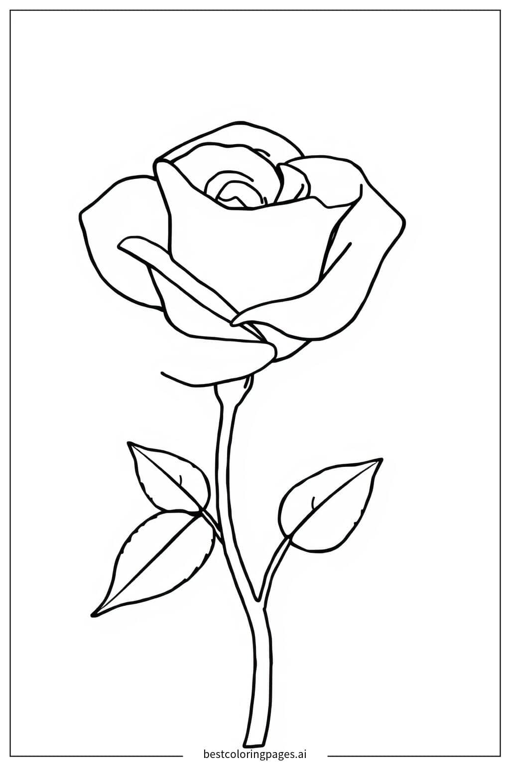 Disegni di Stelo di Rosa Semplice da Colorare