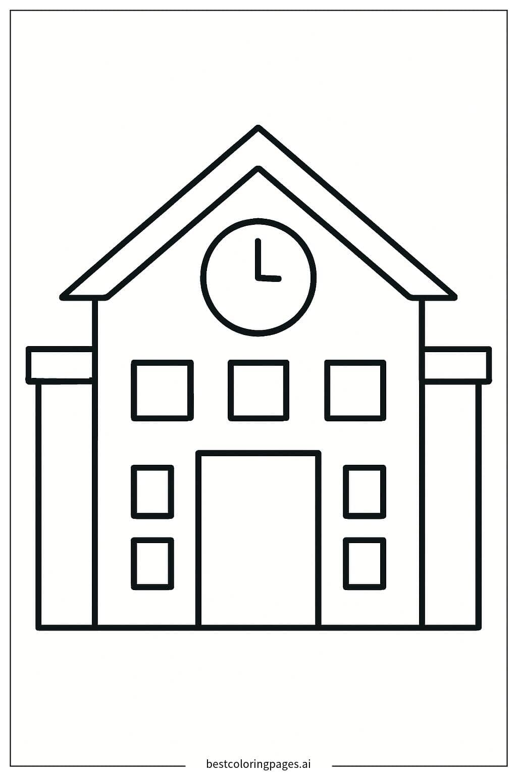 Charming School Building Coloring Page Coloring Page