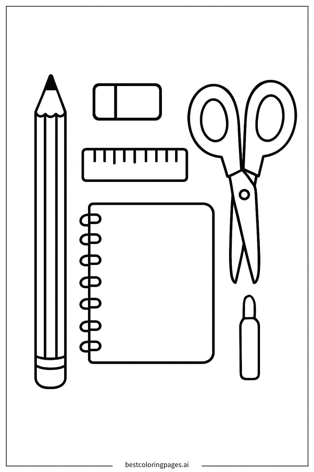 Simple School Supplies Coloring Page