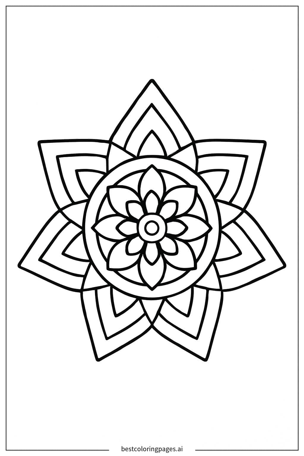 Dibujos de Mandala de Estrella Simple para Colorear