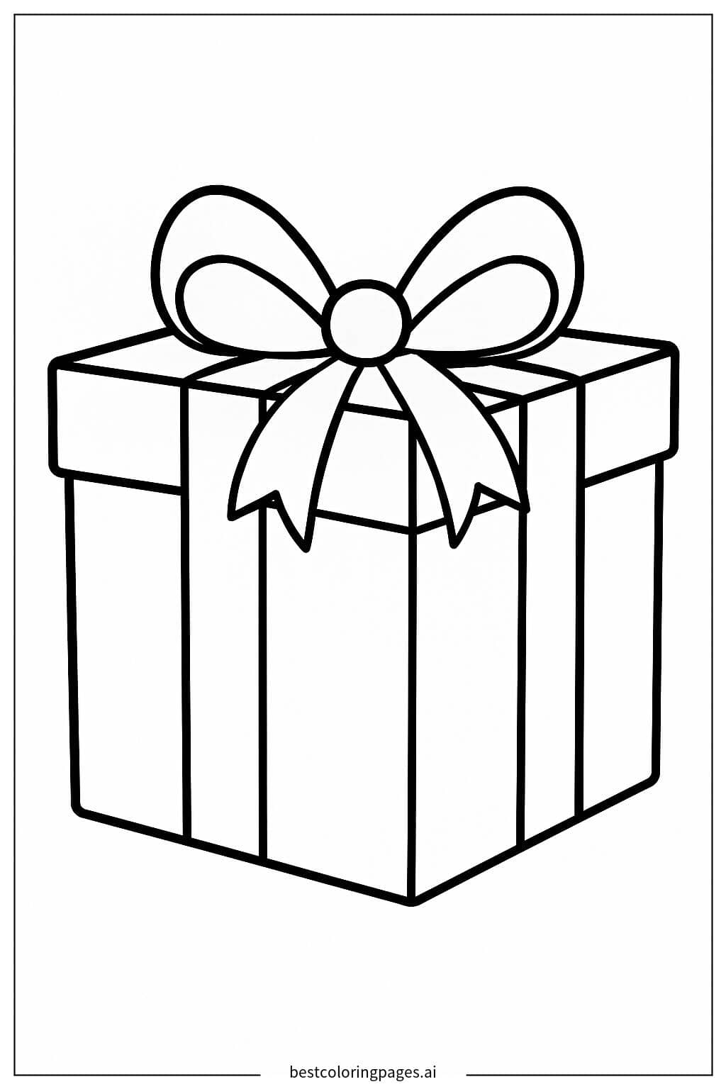 Desenhos de Presente simples embrulhado com fita para Colorir