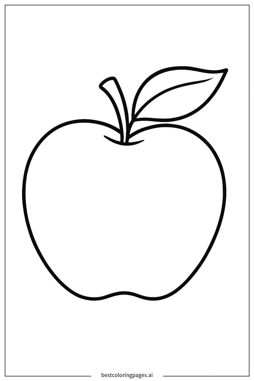 Single Apple with a Leaf Coloring Page