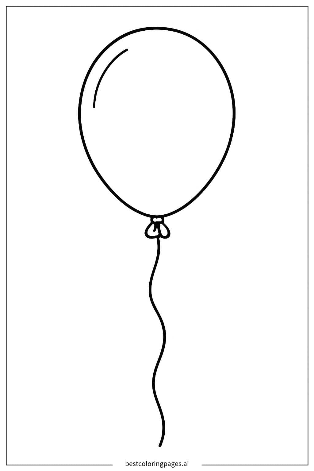 Single Balloon with a Wavy String Coloring Page