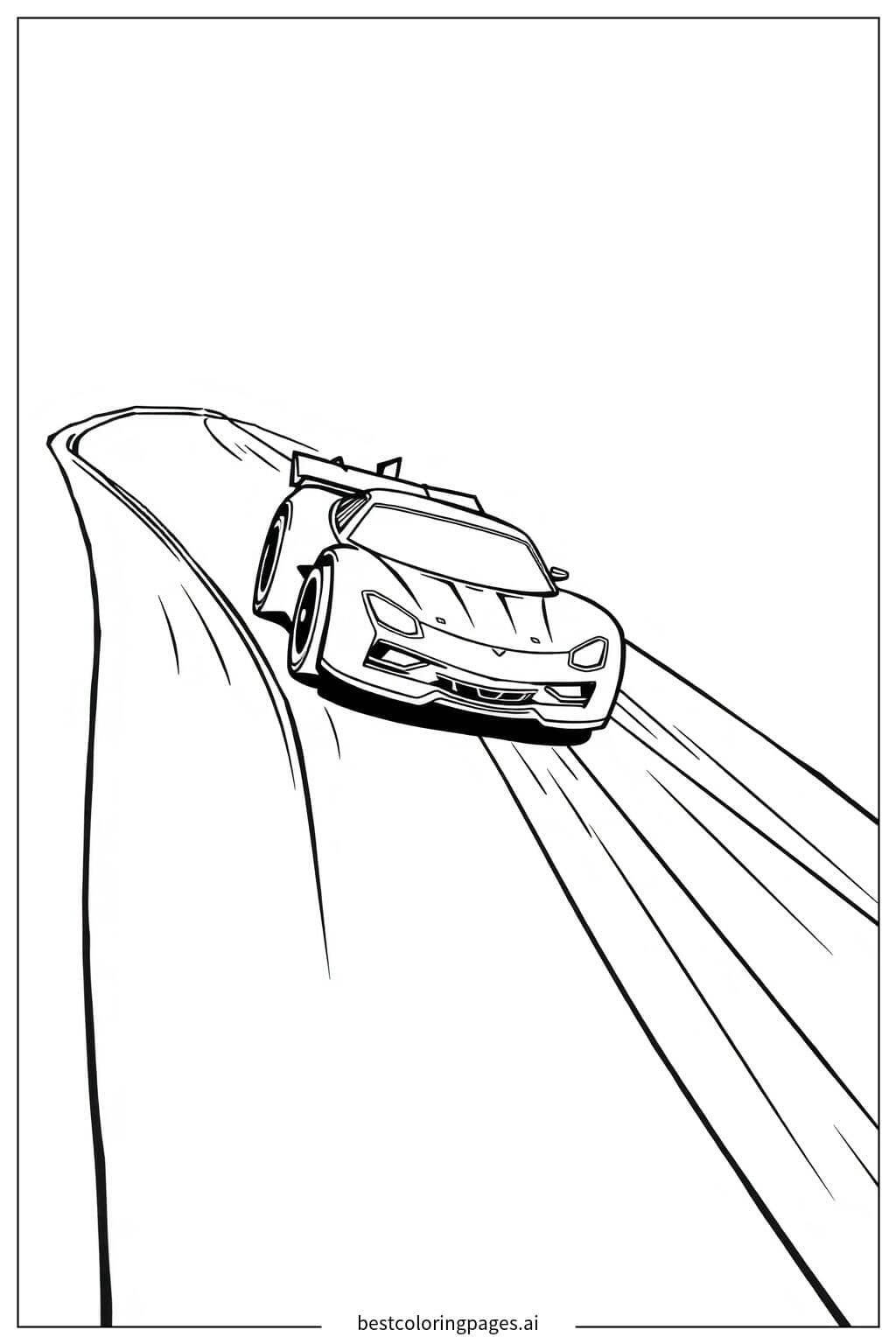 直道上的單車 著色圖