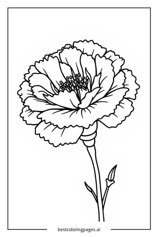 Disegni di Garofano Singolo da Colorare