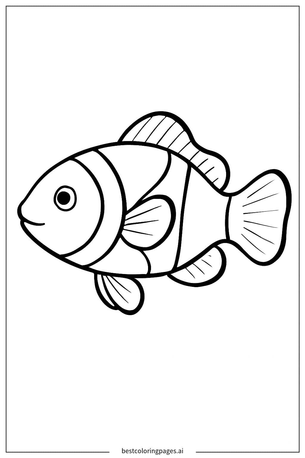 Clownfish Swimming in the Ocean Coloring Page