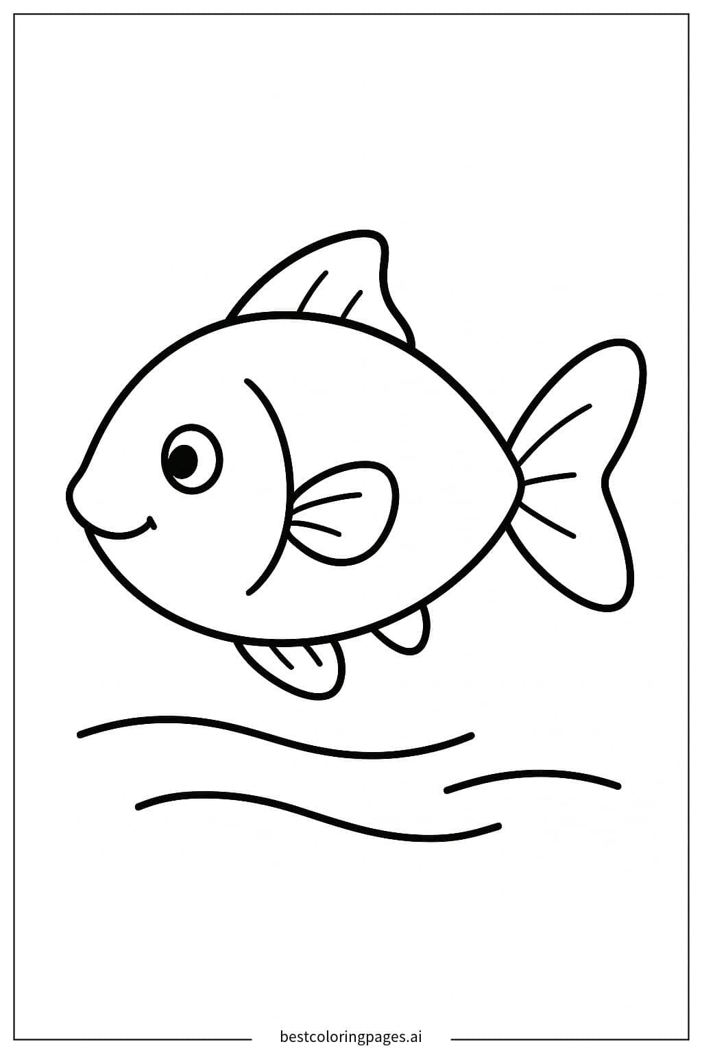 Einzelner Fisch schwimmt vorwärts Ausmalbilder