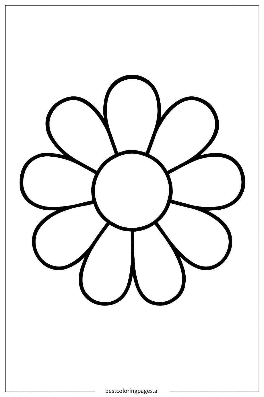 Single Flower with Bold Outlines Coloring Page