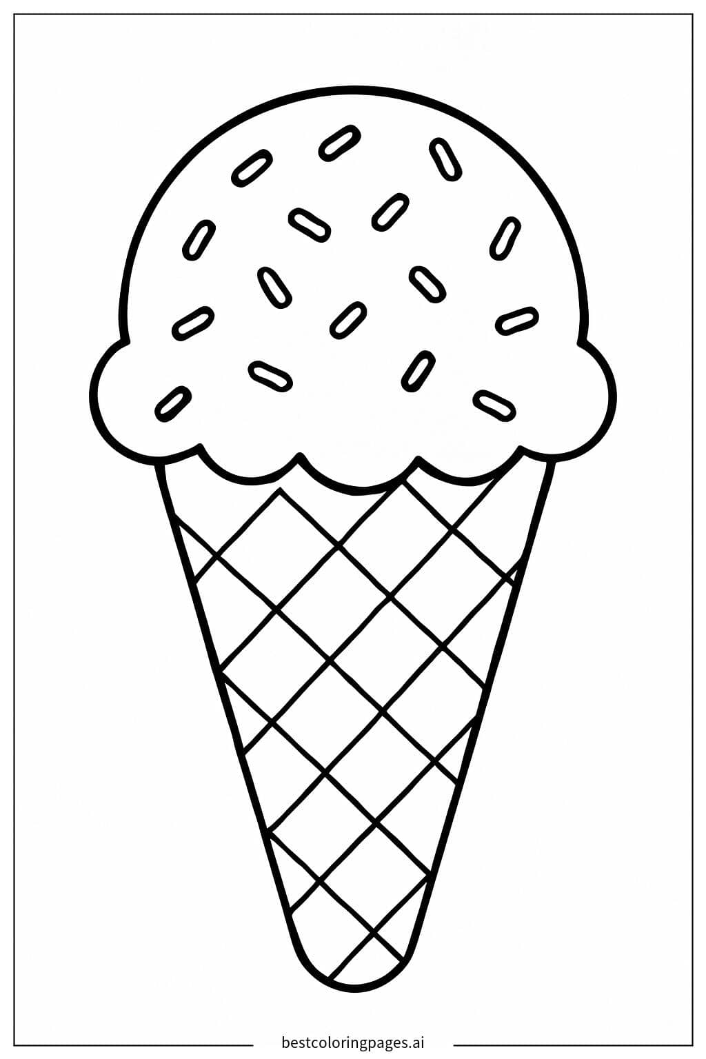 Delicious Ice Cream Cone with Sprinkles Coloring Page