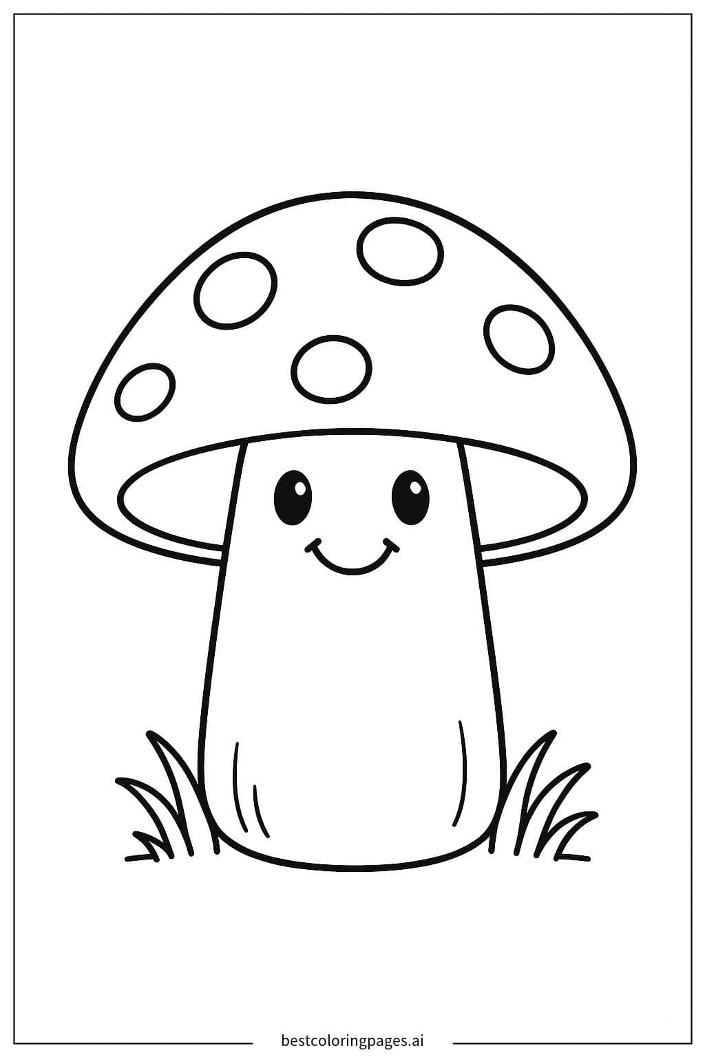 Happy Mushroom Coloring Page Coloring Page