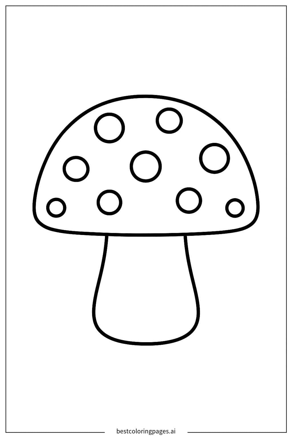 Simple Mushroom with Dotted Cap Coloring Page