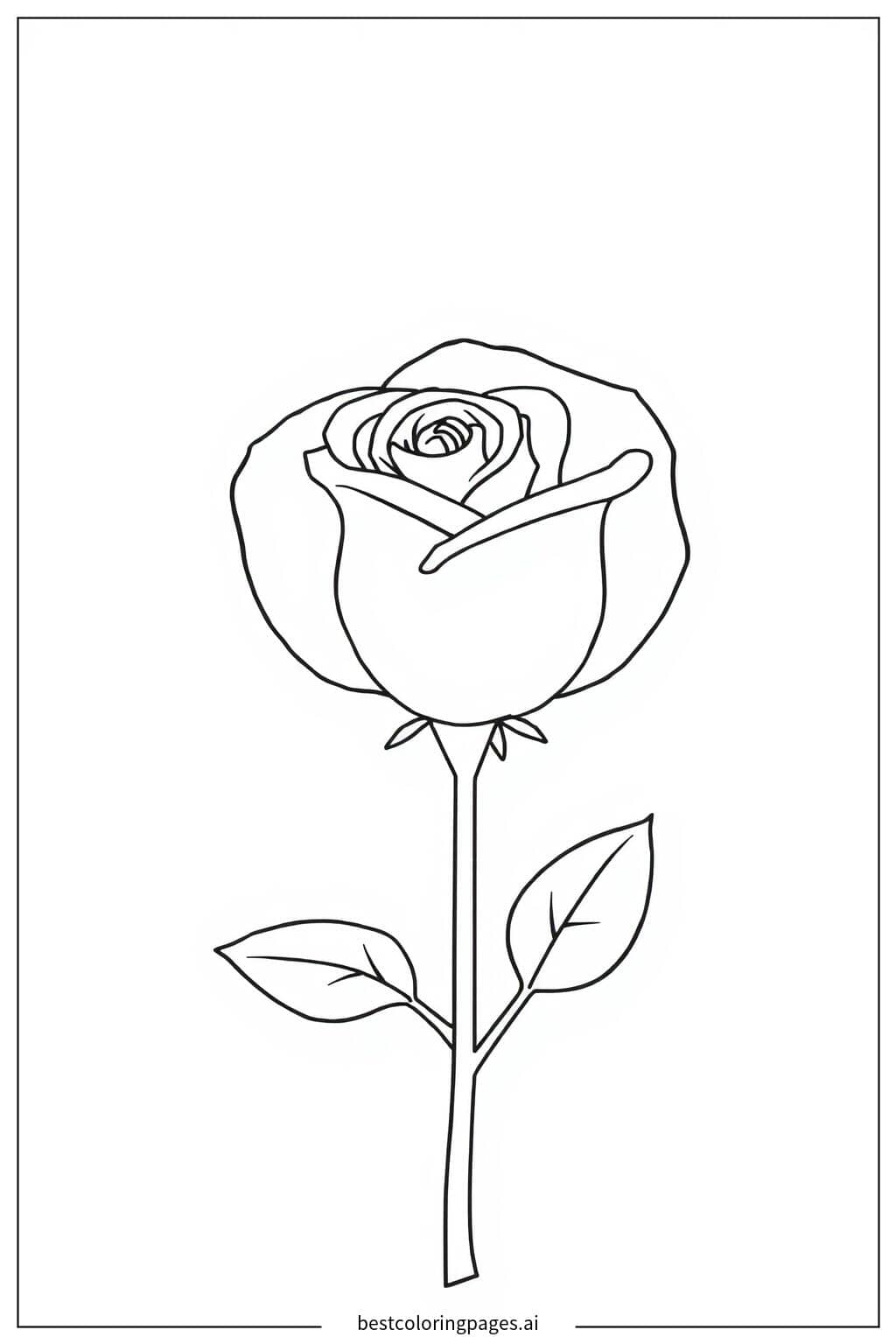 Disegni di Fiore di Rosa Singolo da Colorare