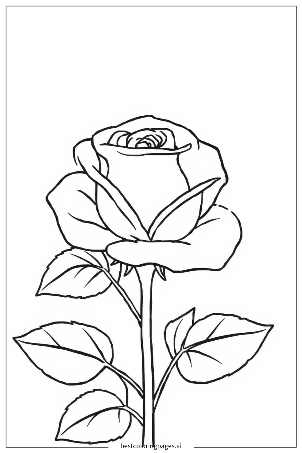 Disegni di Una Rosa in Fiore da Colorare