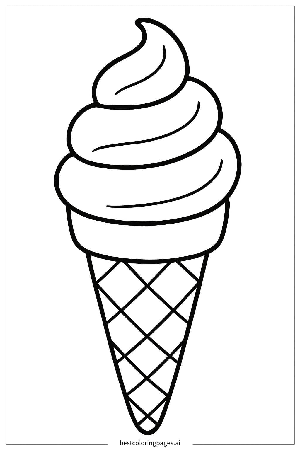 Delicious Single Scoop Ice Cream Cone Coloring Page