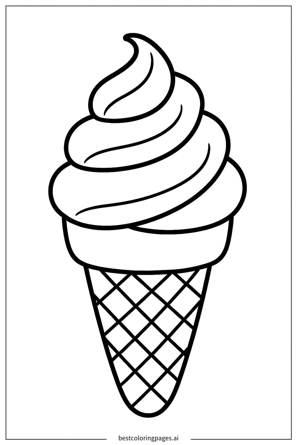 Single Scoop Ice Cream Delight Coloring Page