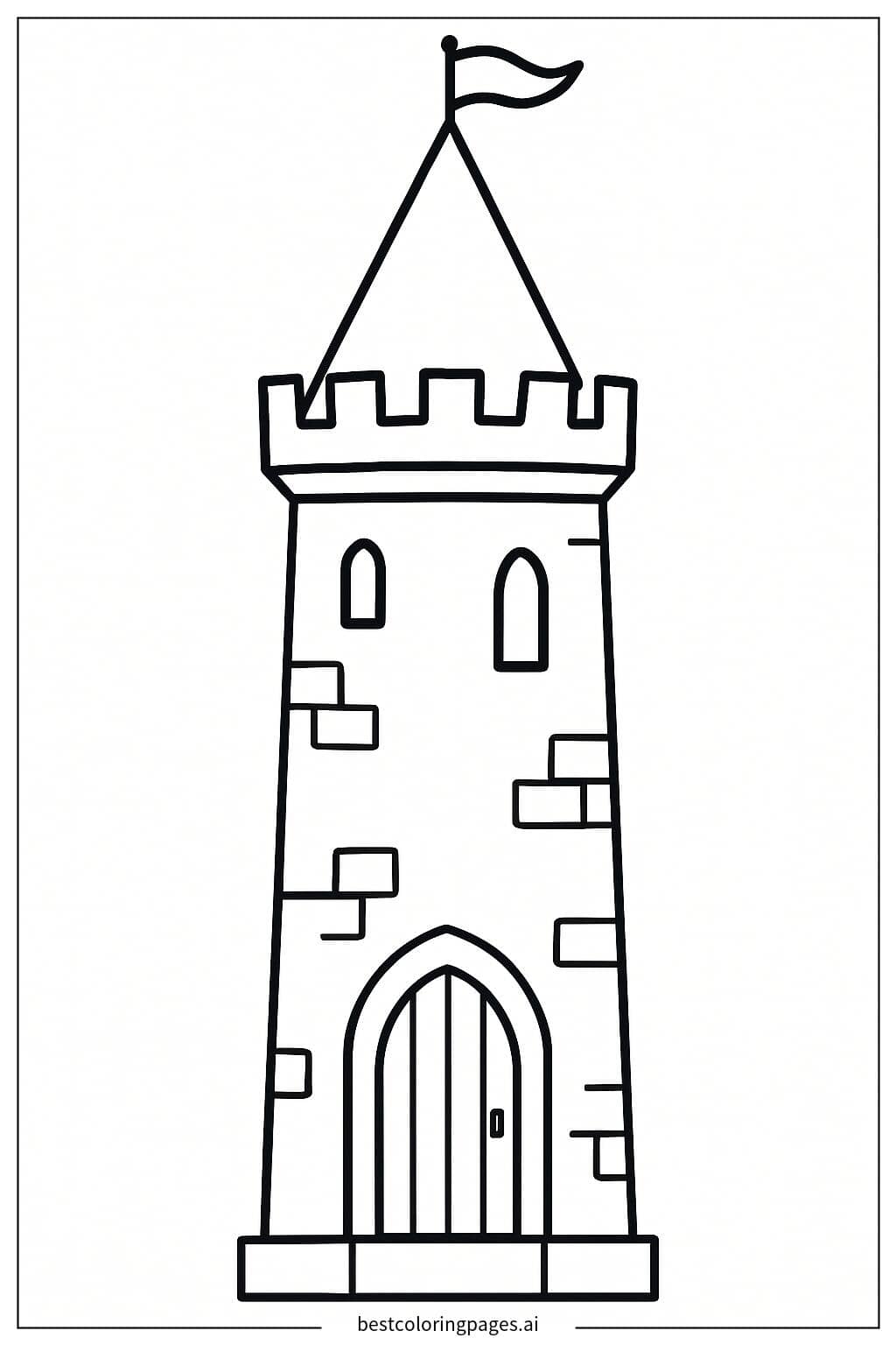 Single Tower Castle Coloring Page