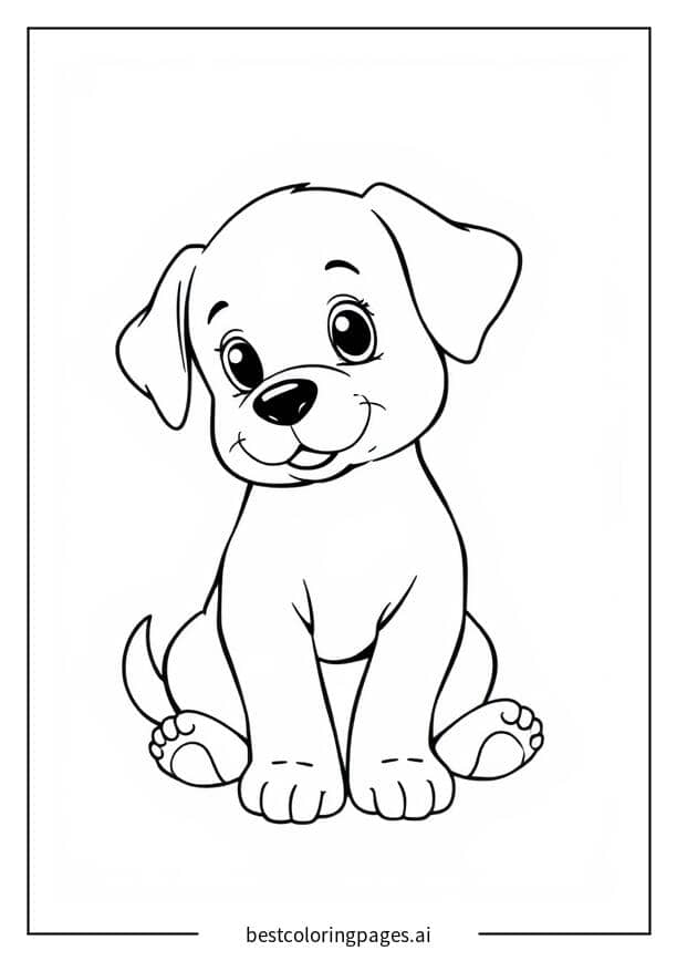 Dibujos de Cachorrito sentado para Colorear