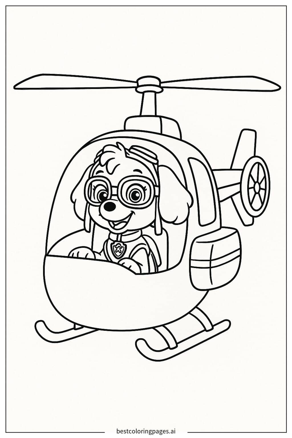 Skye Flying in Her Helicopter Coloring Page