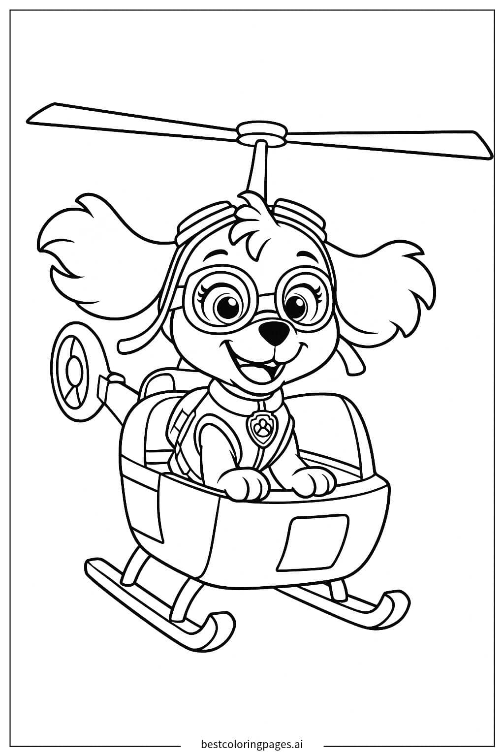 Skye Soaring in Her Helicopter Coloring Page