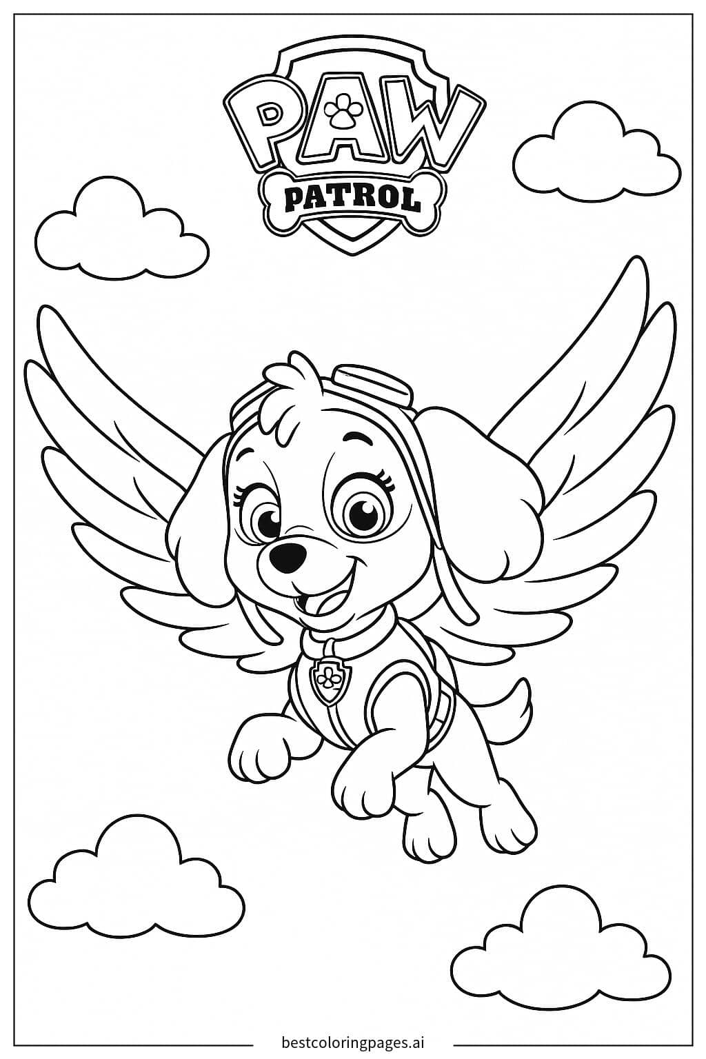 Coloriage Skye en Vol
