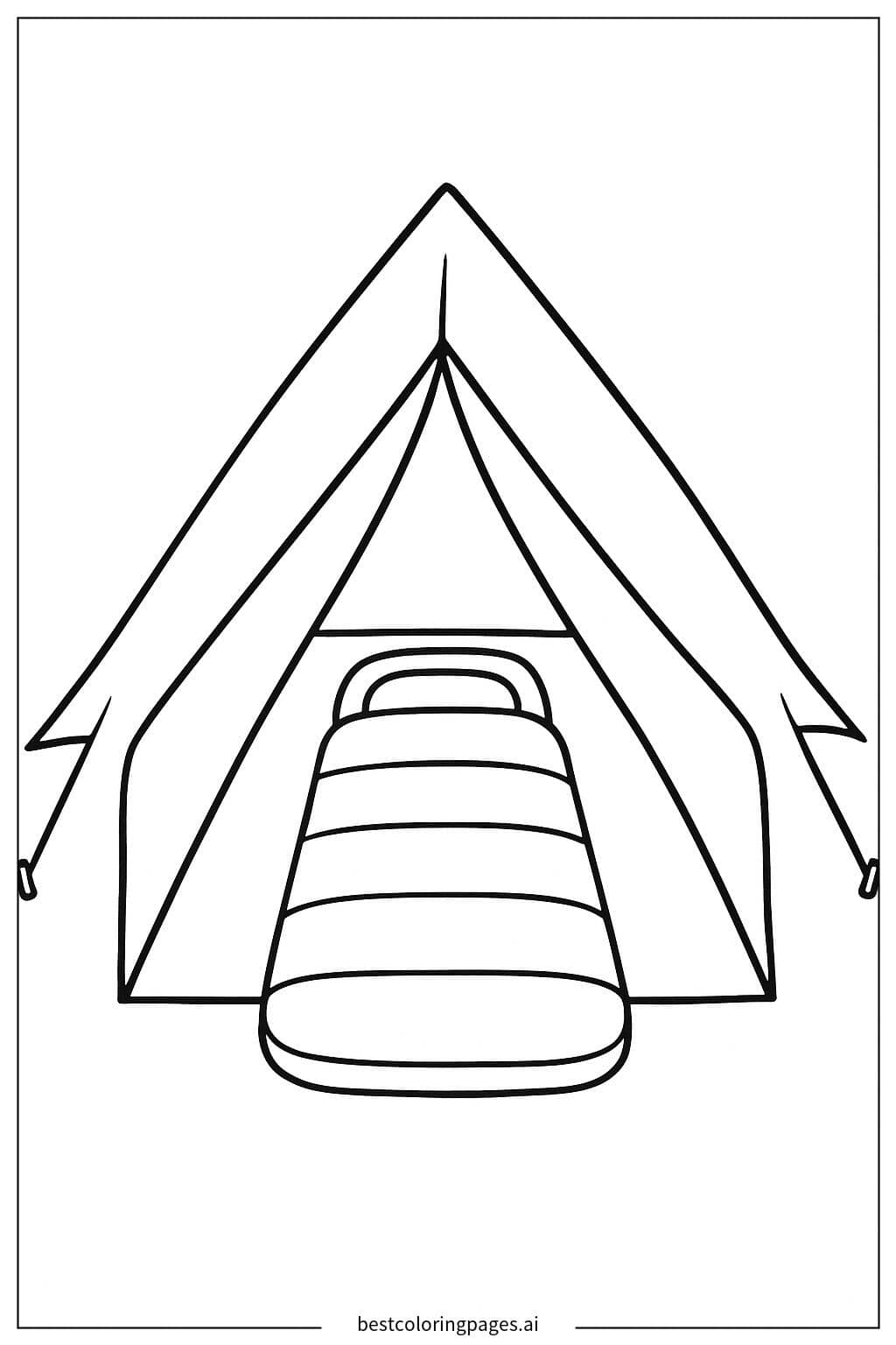 Cozy Camping: Sleeping Bag in Tent Coloring Page