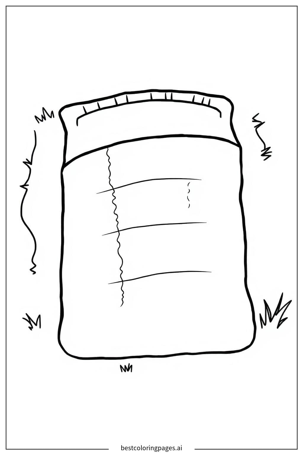 Sleeping Bag on Grass Coloring Page