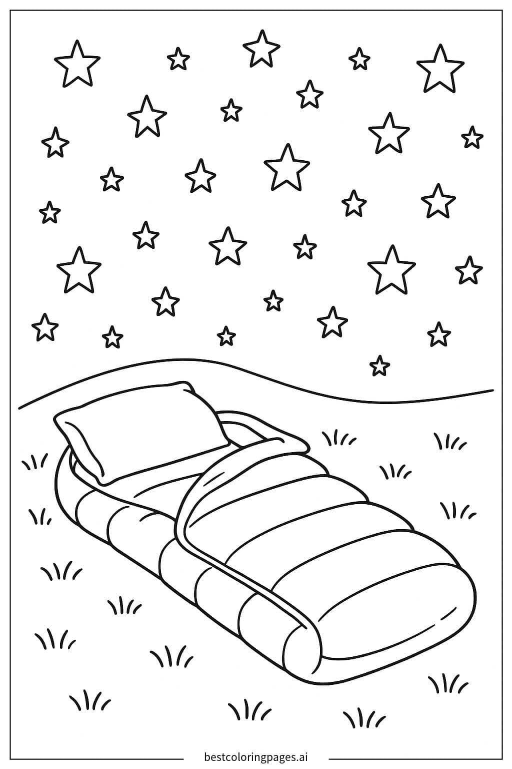 Camping Under the Starry Night Coloring Page