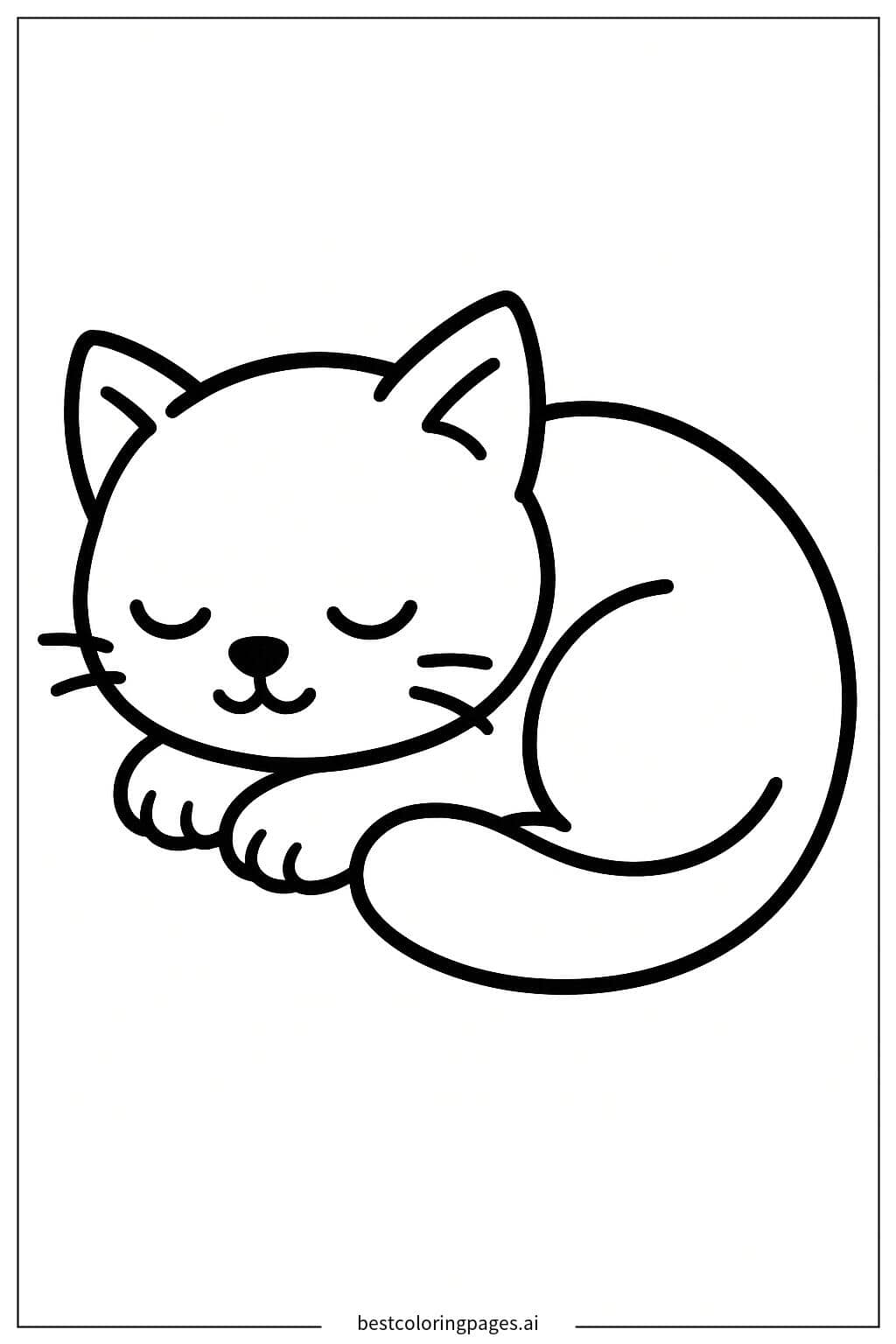 Cozy Sleeping Kitten Coloring Page