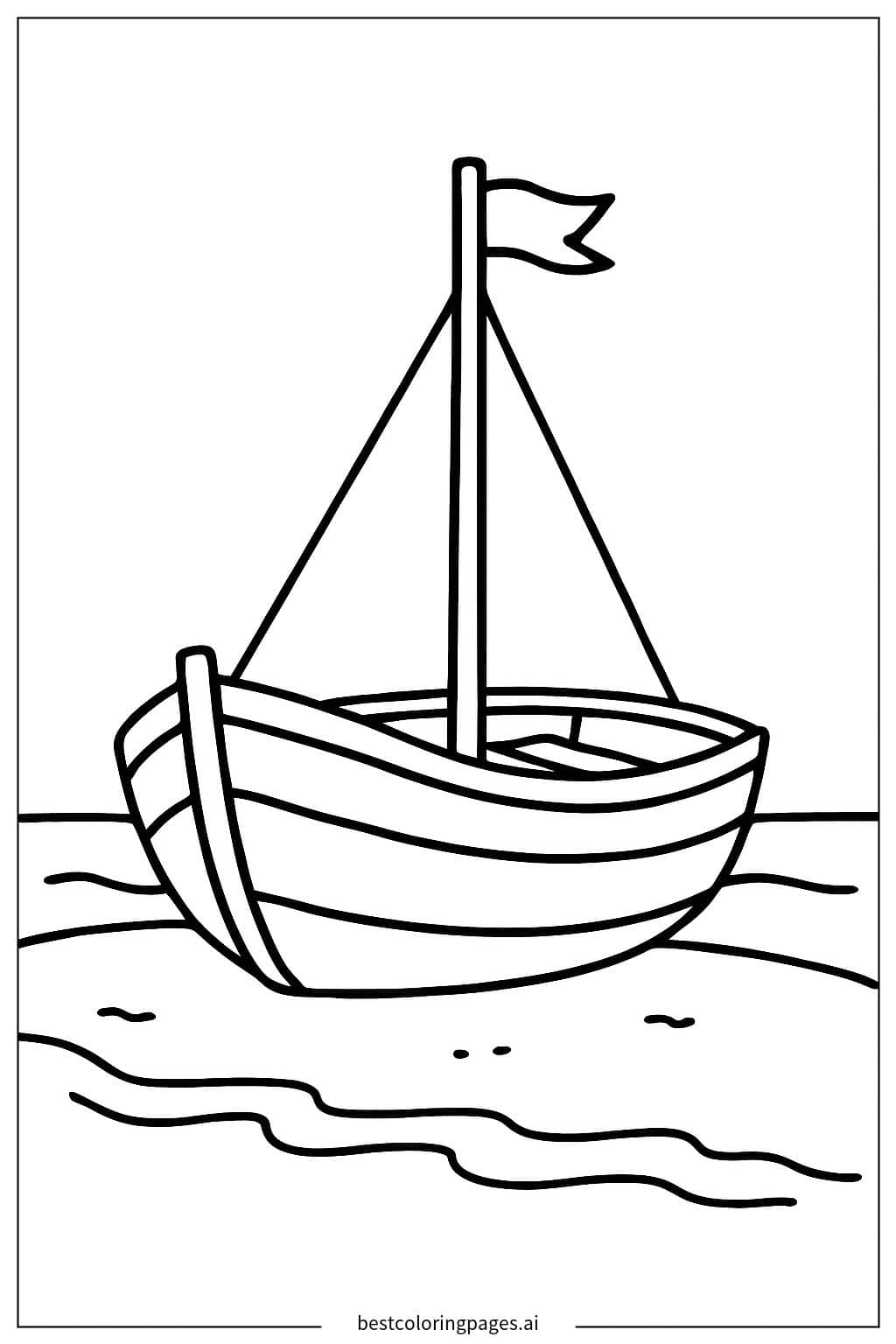 Charming Small Boat on the Beach Coloring Page